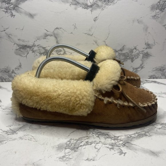 L.L. Bean Shoes Ll Bean Wicked Good Moccasin Slippers Womens 7 Tan